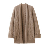 Mid-Length Knitted Thickened Cardigan Sweater Women's  Loose Cashmere Cardigan